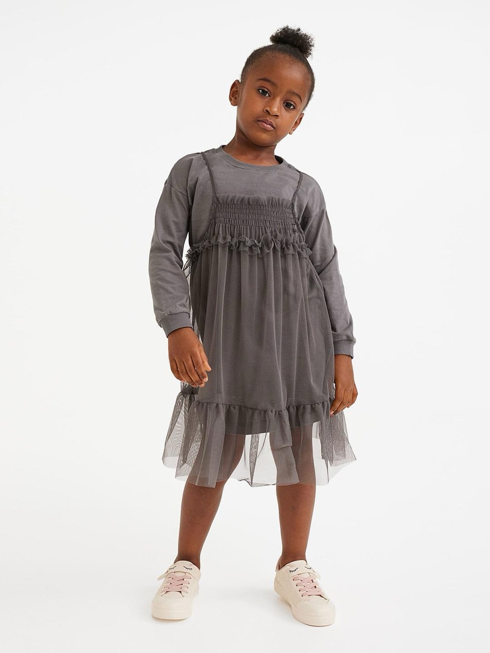 💫4/$25 • H&M 2 Piece Tulle Overlay Long Sleeve Dress
